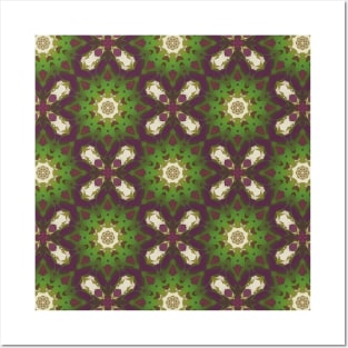 Purple Butterfly Wings, Receding Green Snowflake Pattern - WelshDesignsTP003 Posters and Art